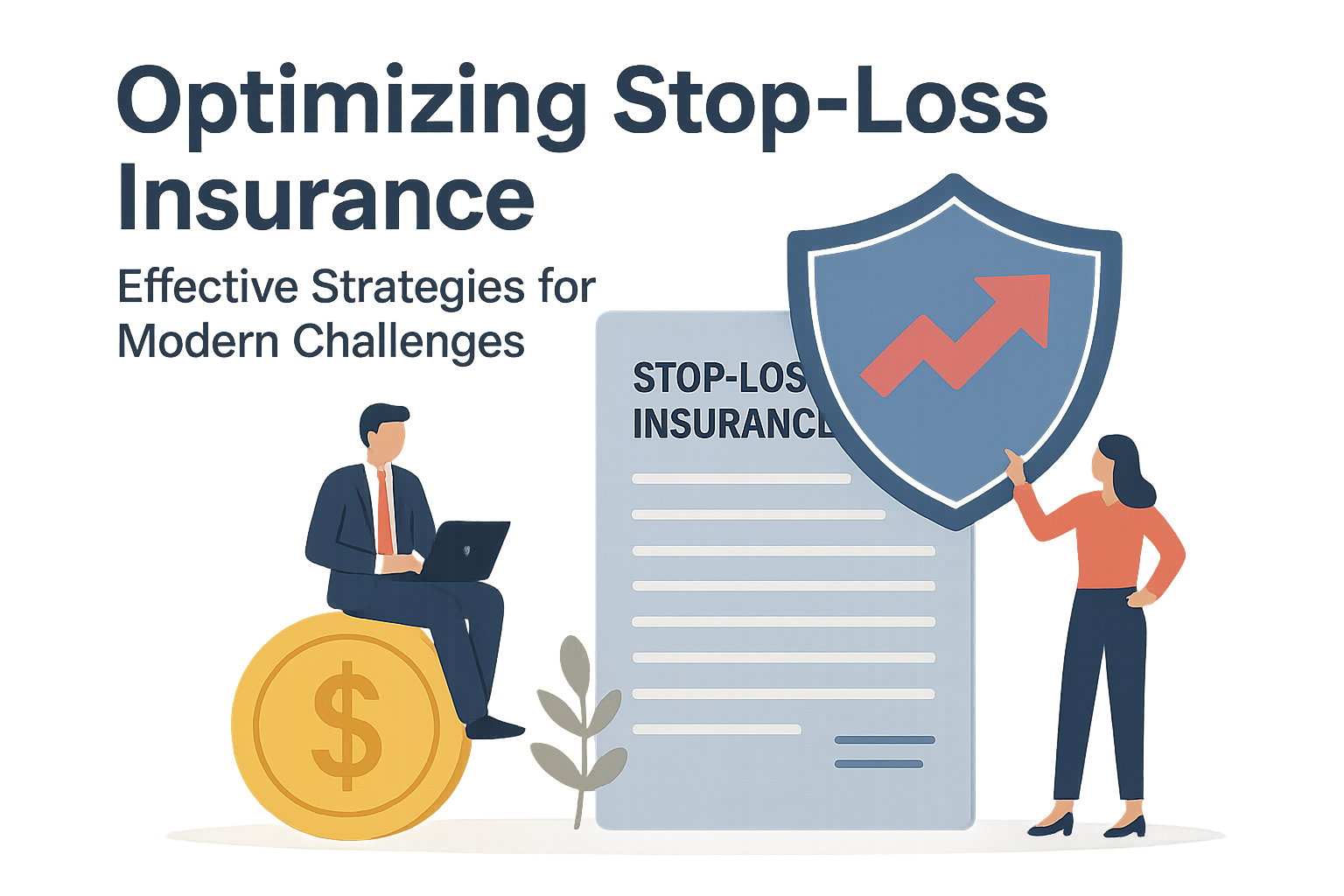 Create a graphic with the title Optimizing StopLoss Insurance and the subtitle Effective Strategies for Modern Challenges and a theme of stoploss insurance-3